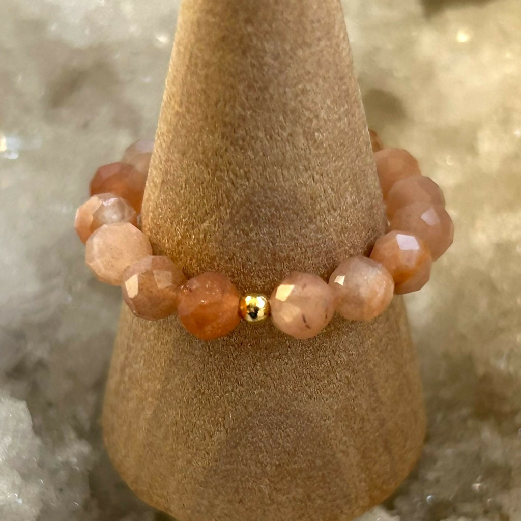 Sunstone Beaded Stretch Ring