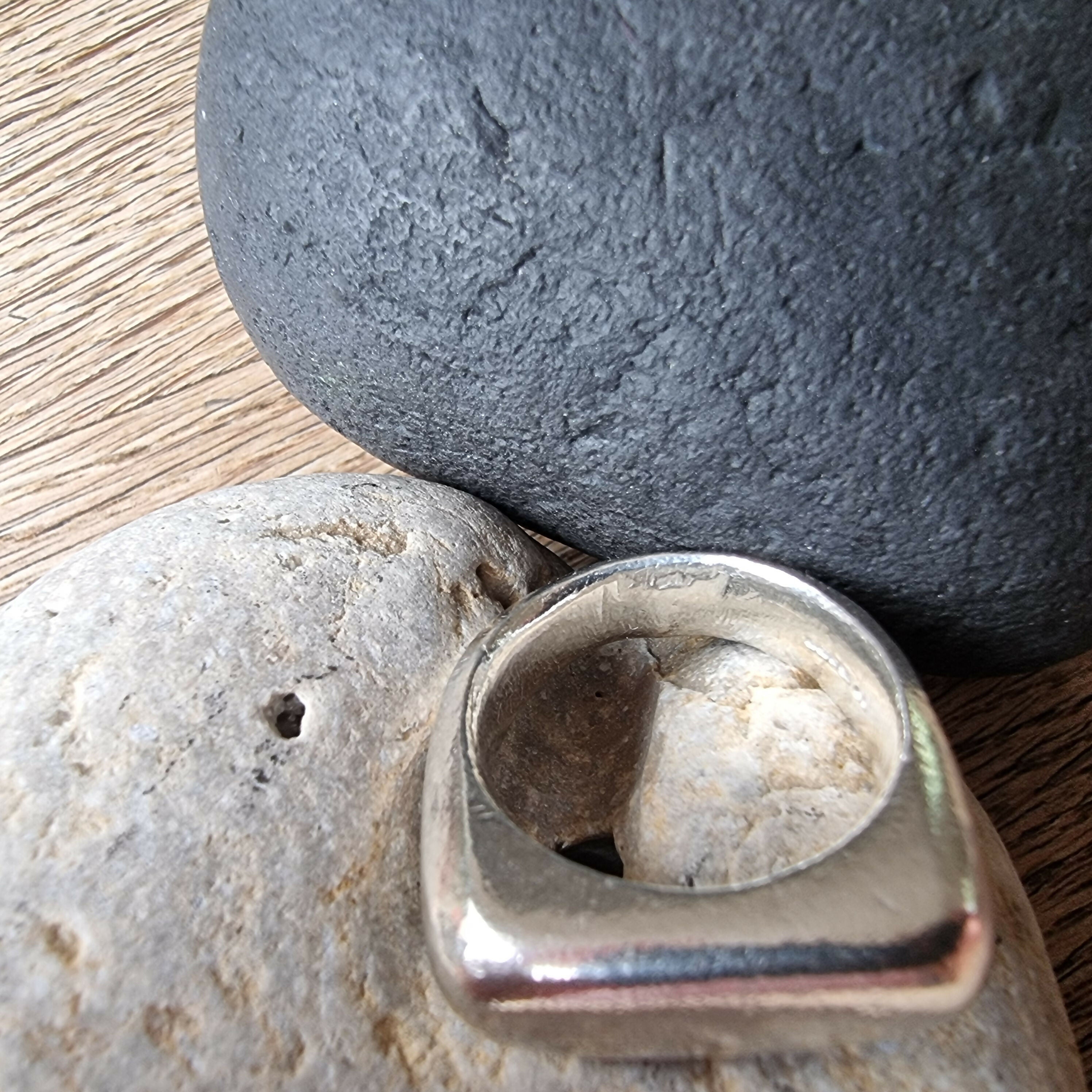 Chunky Sterling Silver Lozenge shaped Signet ring Size R