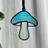 Textured Blue & Iridescent Mushroom Stained Glass Suncatcher