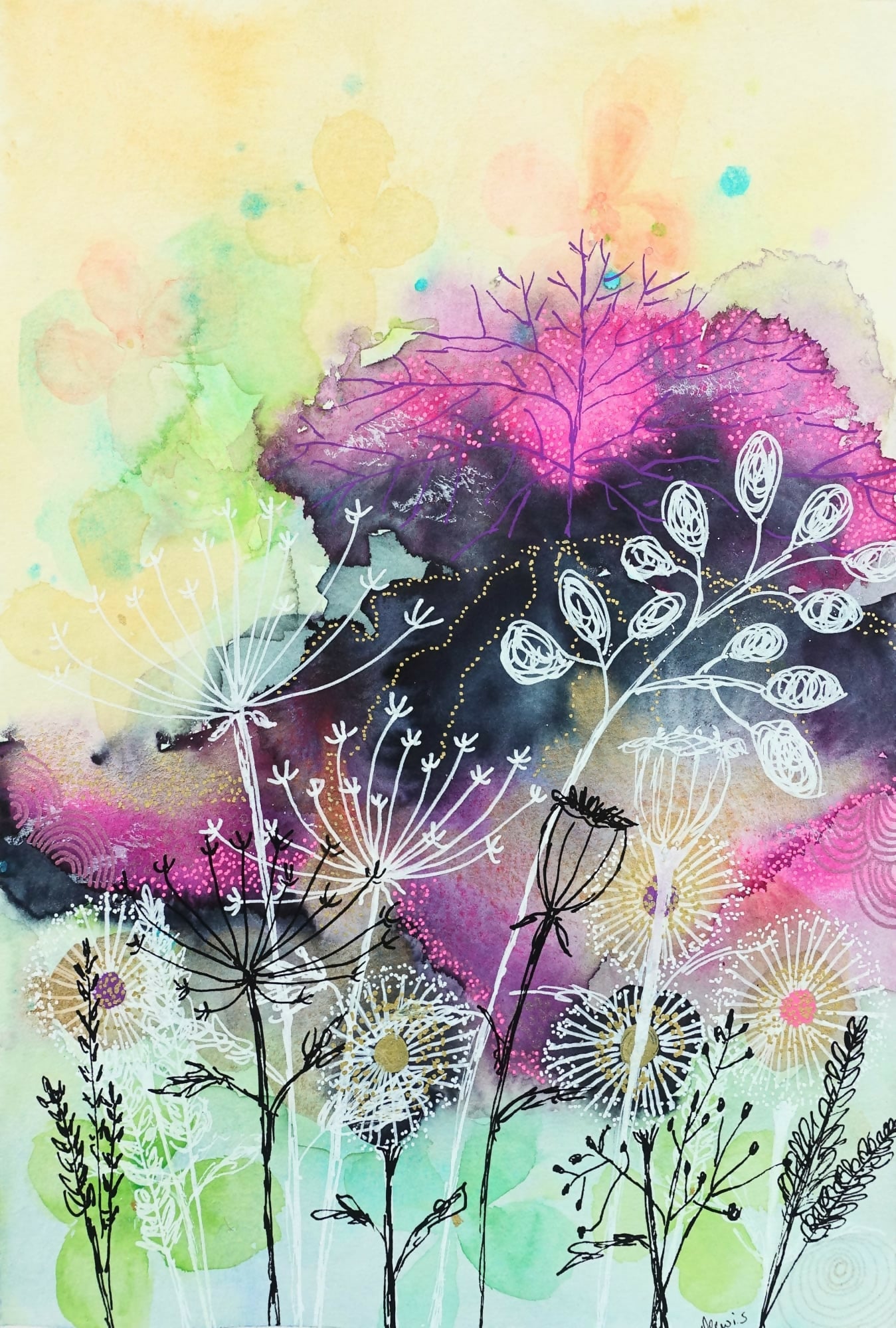 'Hedgerow Series III' Original Mixed Media Painting