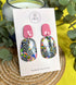 Funky Pattern Collection - Pink Dangle Polymer Clay Earrings