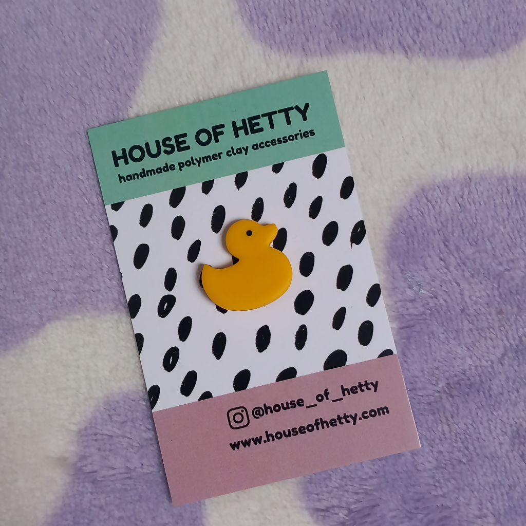 Polymer Clay Yellow Lucky Duck Pin Badge