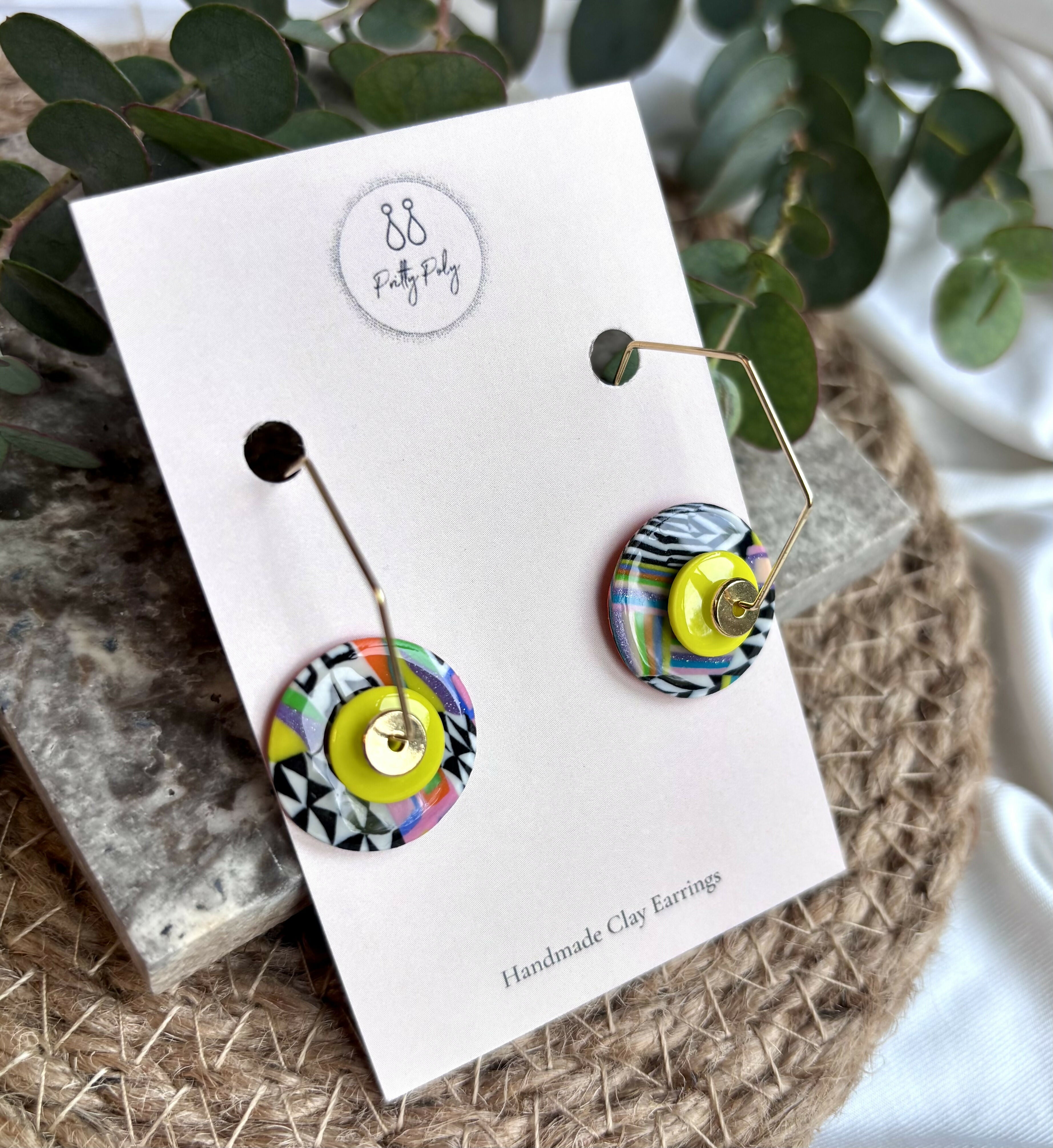 Funky Pattern Collection - Hoops Polymer Clay Earrings