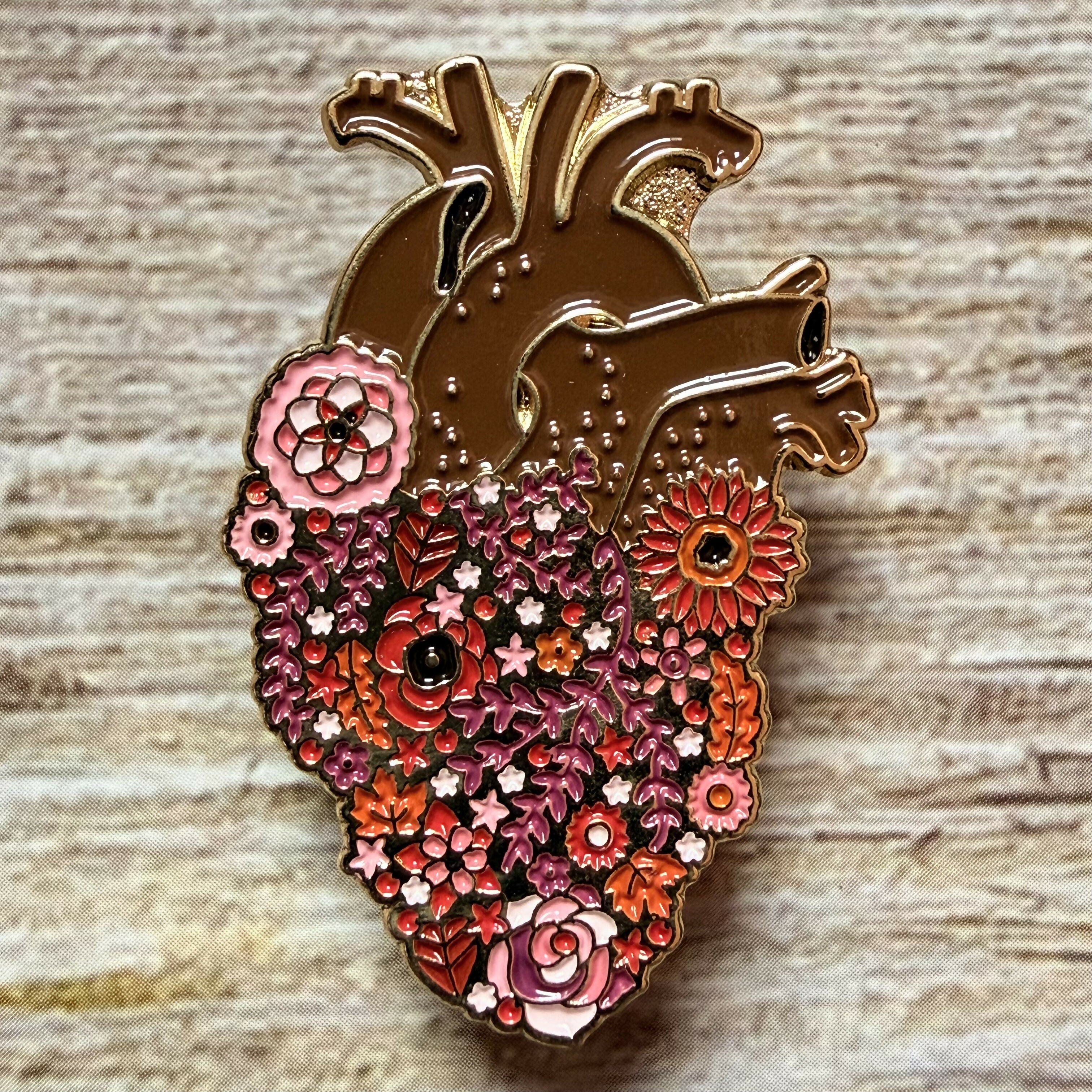 Floral Heart Pin Badge
