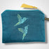 Turquoise Hummingbirds Linen Women’s Zip-Up Pouch
