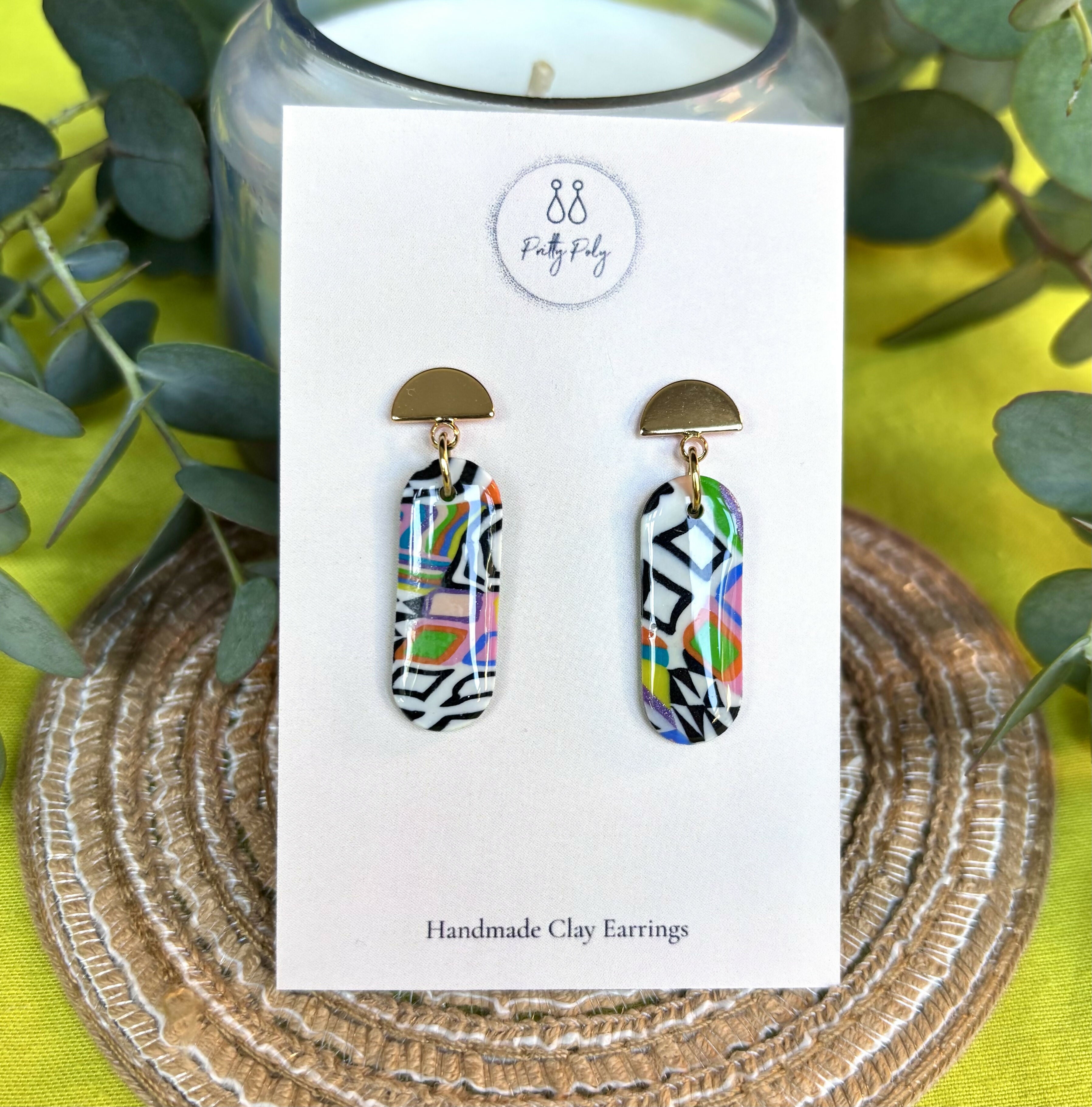 Funky Pattern Collection - Medium Dangles Polymer Clay Earrings