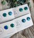 Blue and Gold Fleck Pentagon Polymer Clay Studs