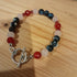 Tibetan Silver Toggle Catch Bracelet with Red Chalcedony, Rose Quartz and Blue Dream Agates.