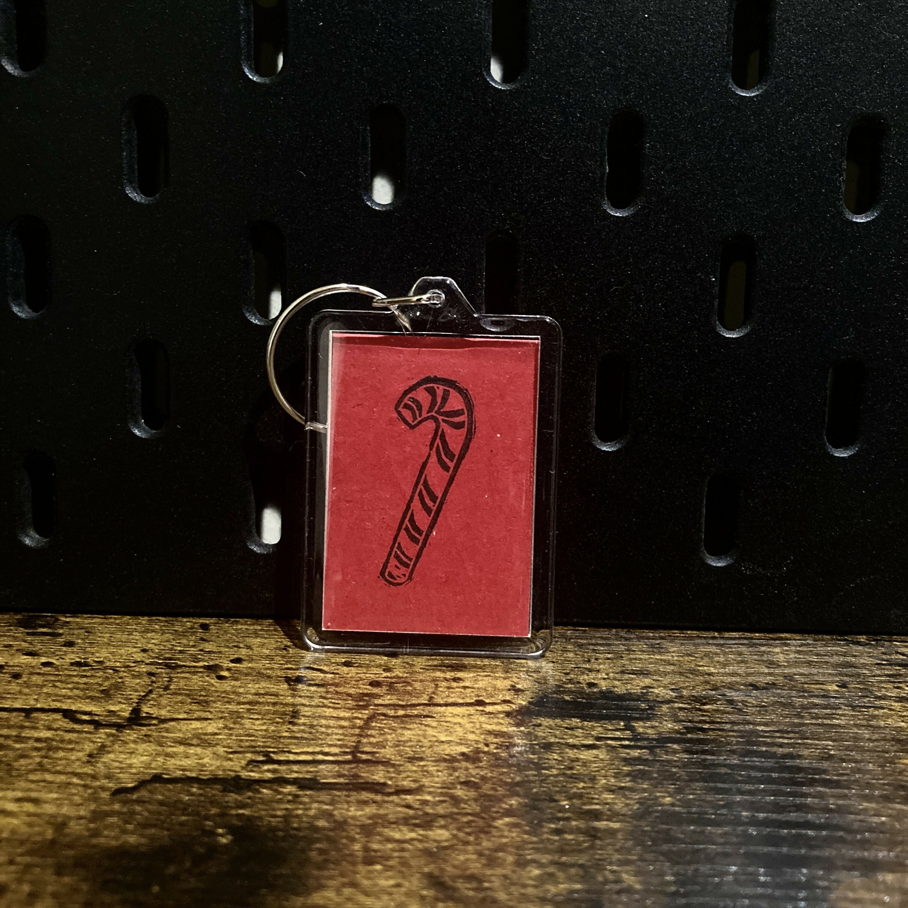 Keyring - Candy Cane/Present mini print