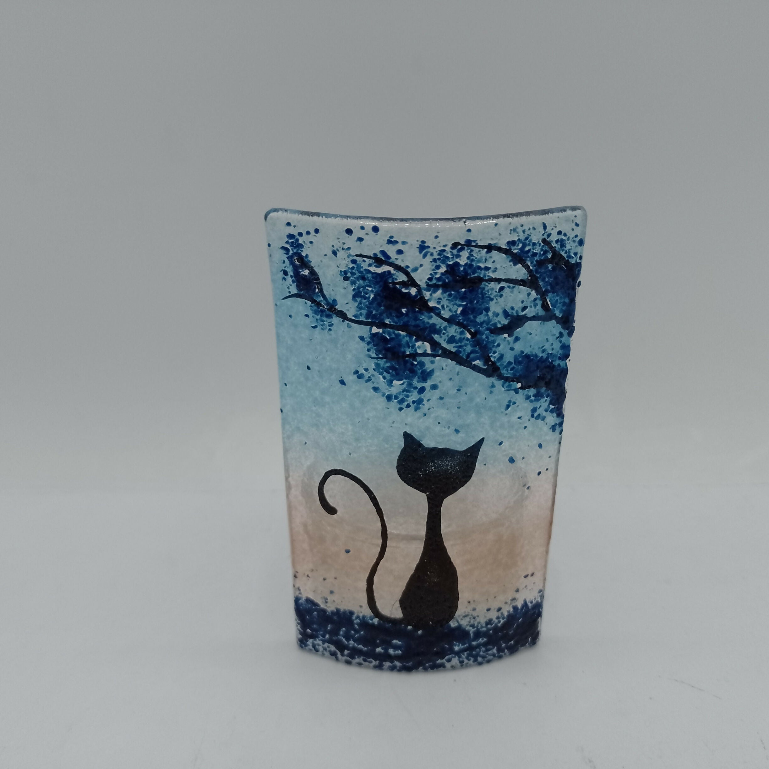 Fused Glass Silhouette Cat Tealight