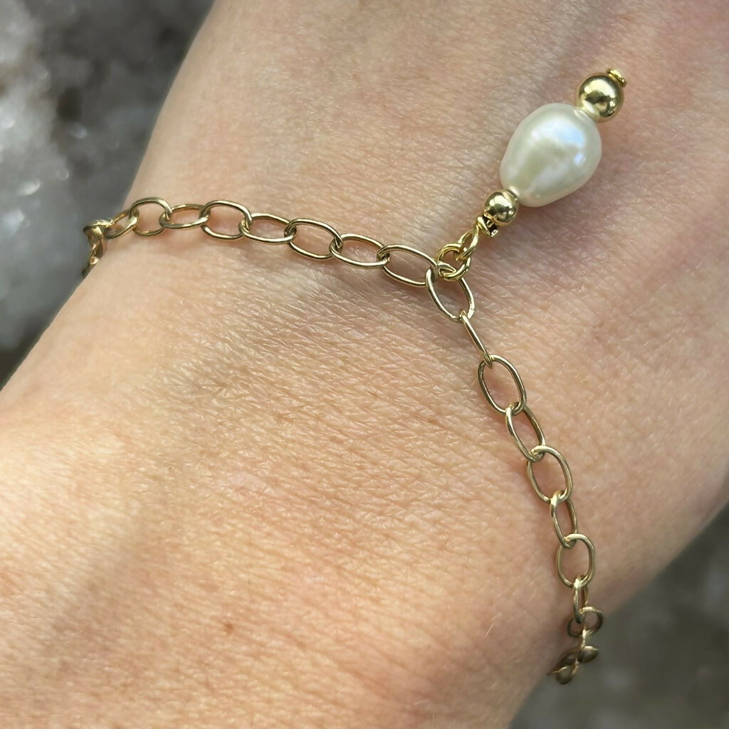 Handmade Gold Vermeil Fresh Water Pearl Charm Bracelet