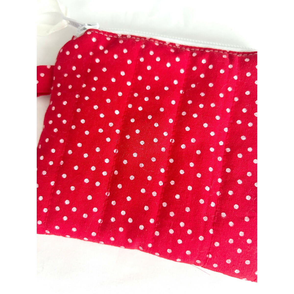 Red Polka Dot Quilted Coin Purse / Card Holder