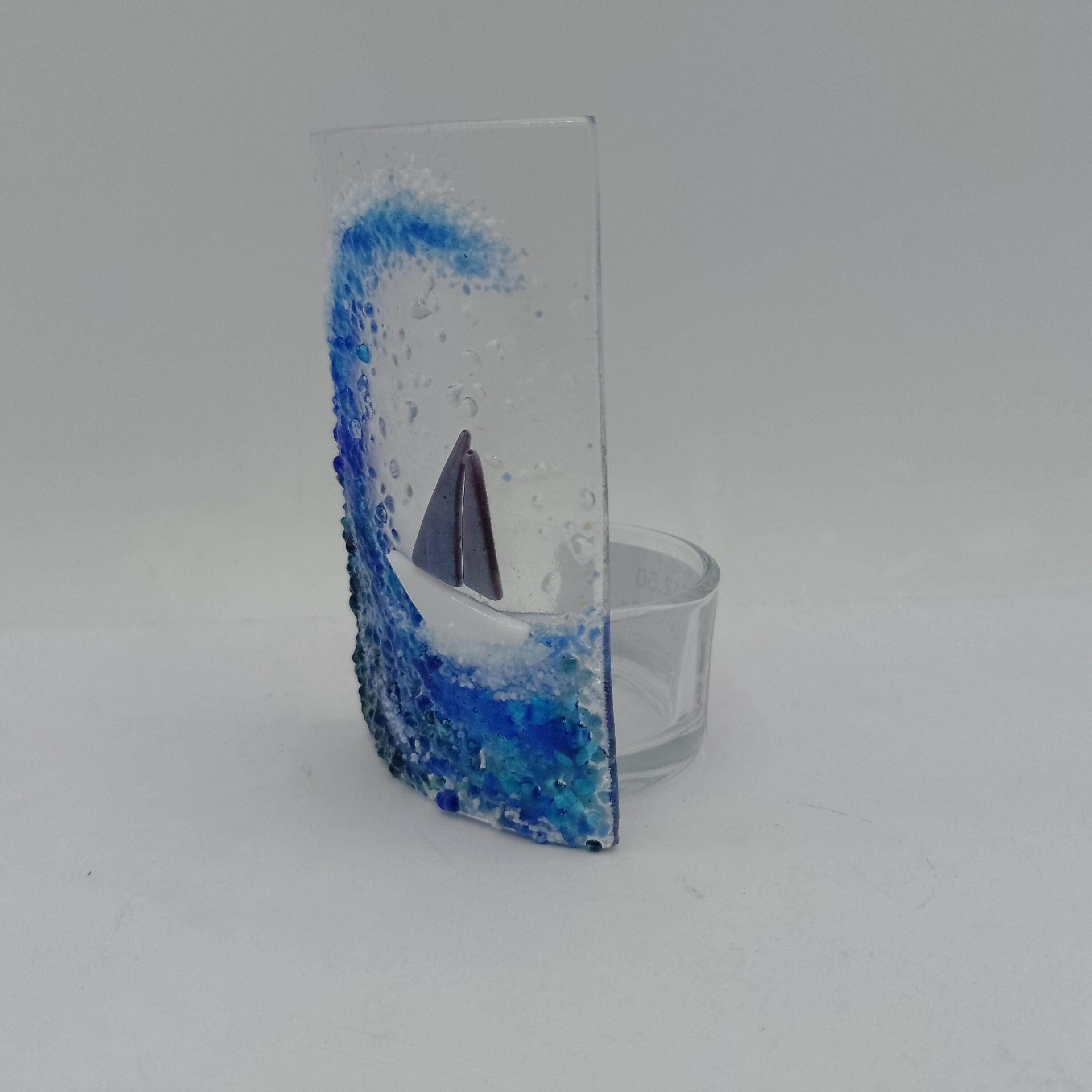 Fused Glass Boat and Wave Tealight