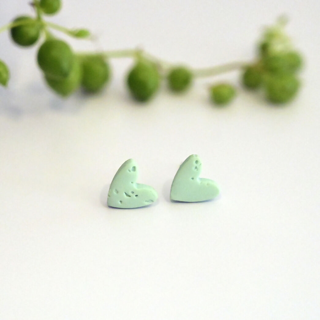 Saltburn Heart Stud Earrings - Handmade Polymer Clay - Polly Plant