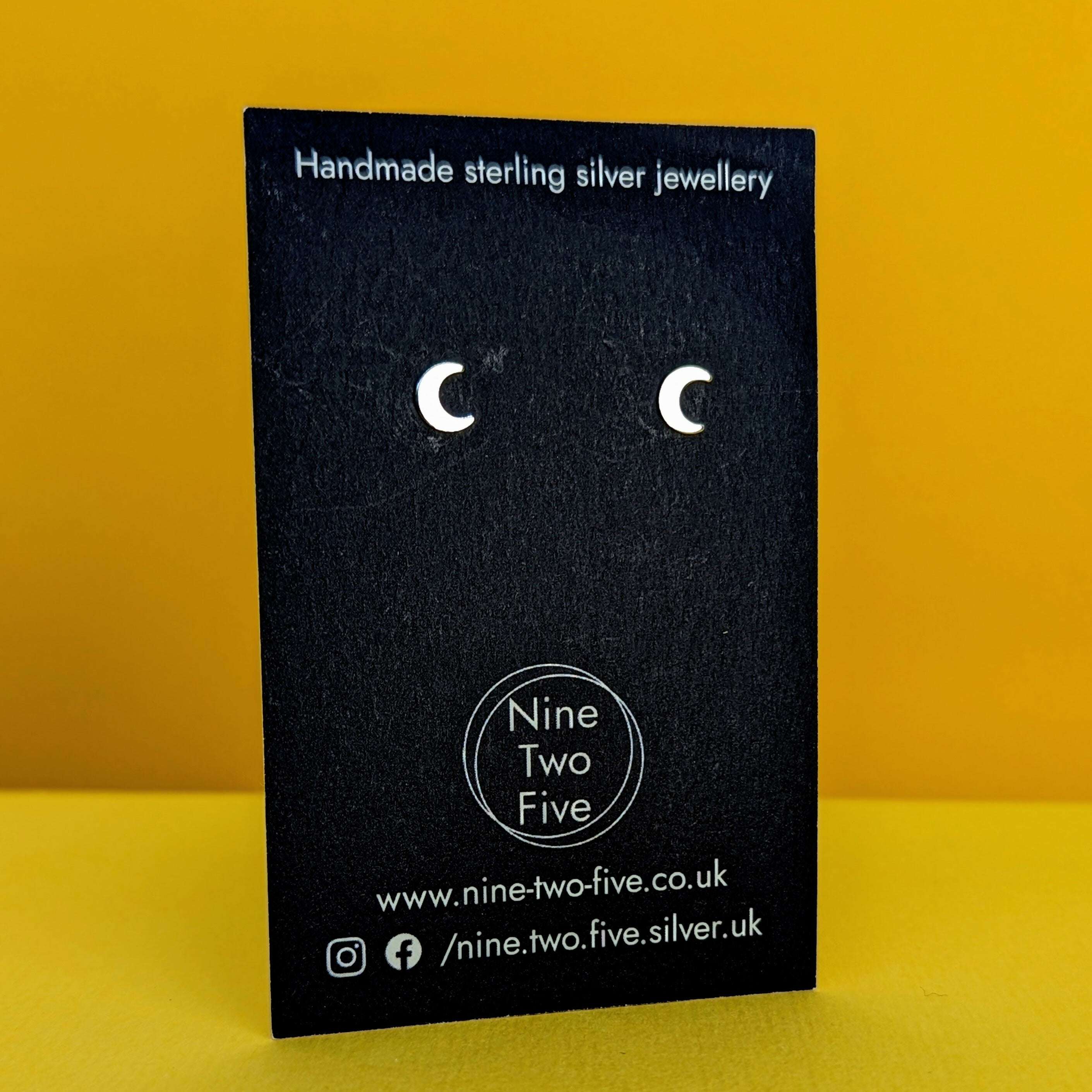 'Luna' Sterling Silver Tiny Moon Stud Earring