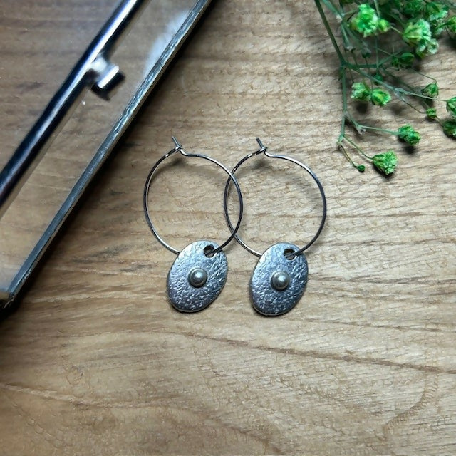 Silver Plated Hoops Featuring Shield Charms