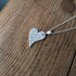 Handmade Silver Heart Necklace Fancy Leaf Texture