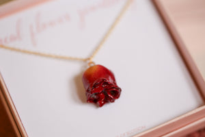 Big Red Rose Necklace Gold Plated