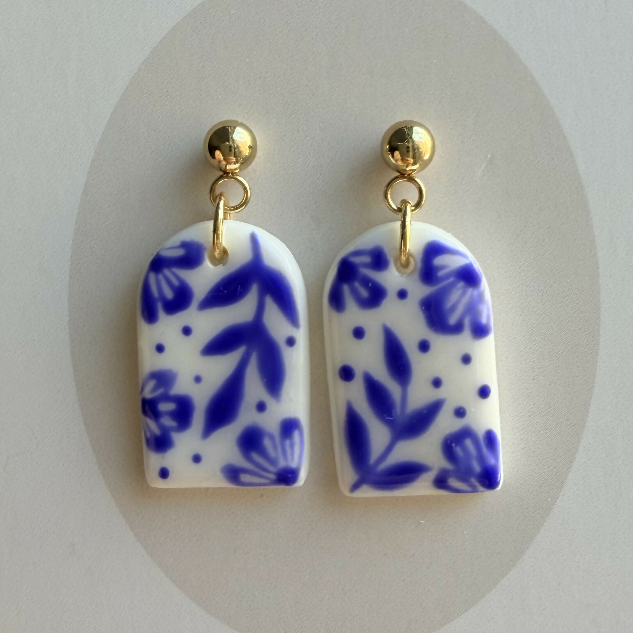 Blue Pattern Clay Earrings