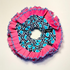 Aqua Blue with Shocking Pink Ruffles Double Layer Scrunchie