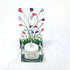 Handmade Fused Glass Tealight Holder With Pink & Purple Flowers