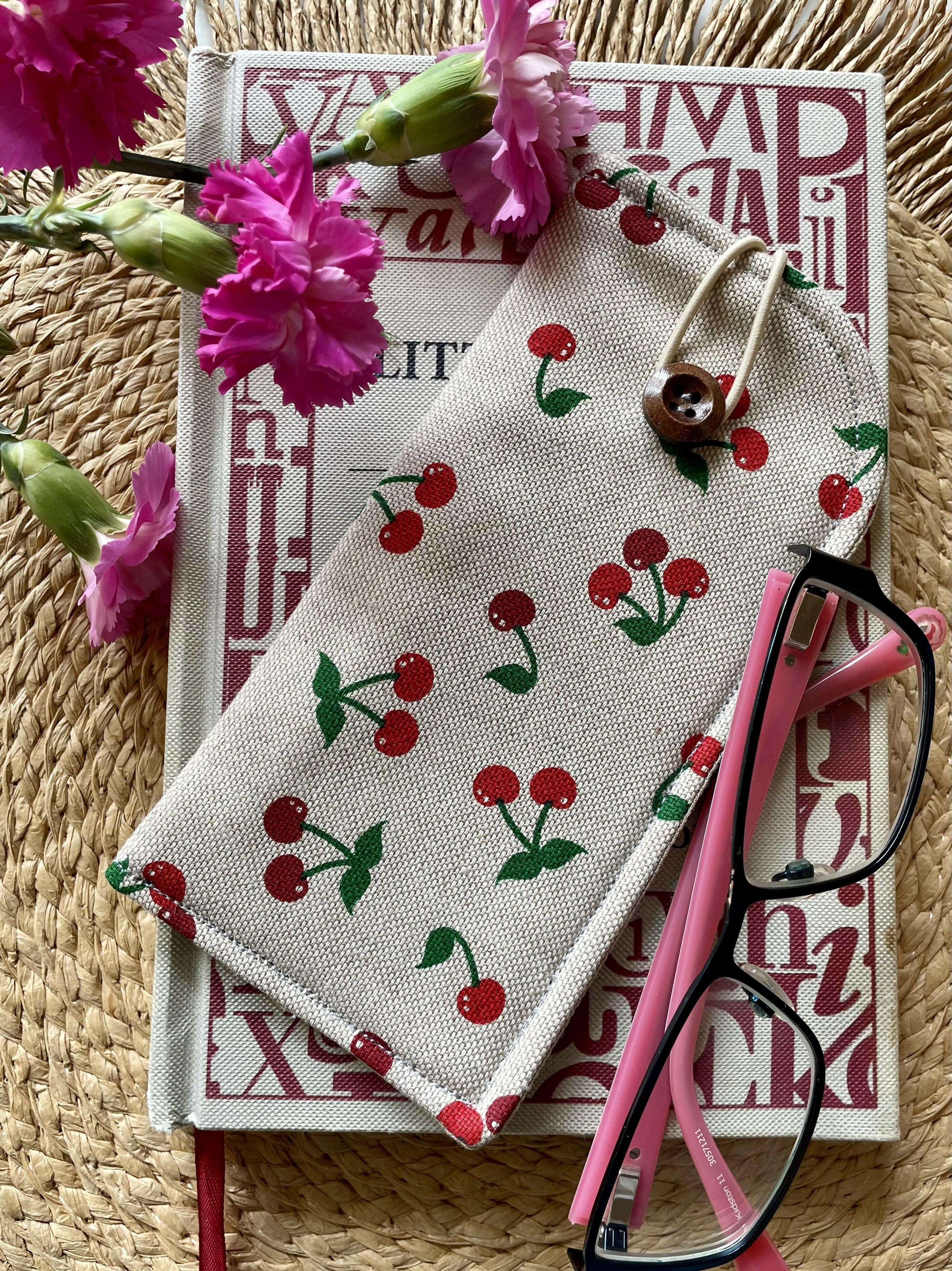 Cherry Print Design Glasses Case