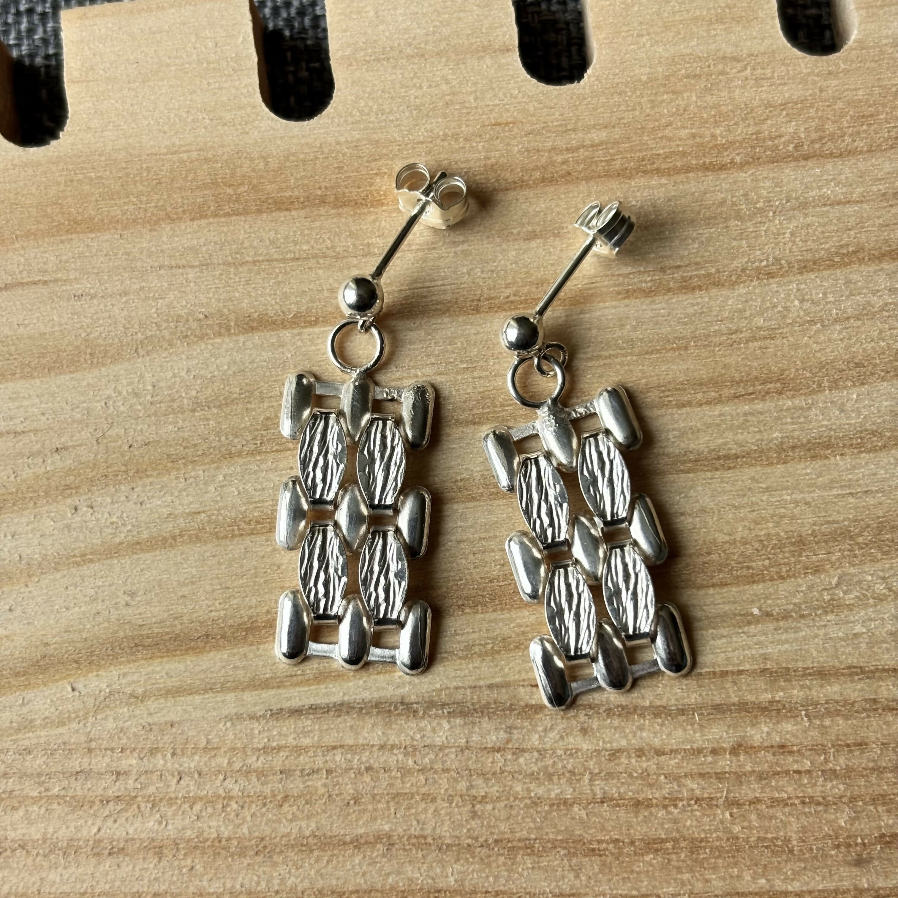 Sterling Silver Woven Texture Stud Earrings
