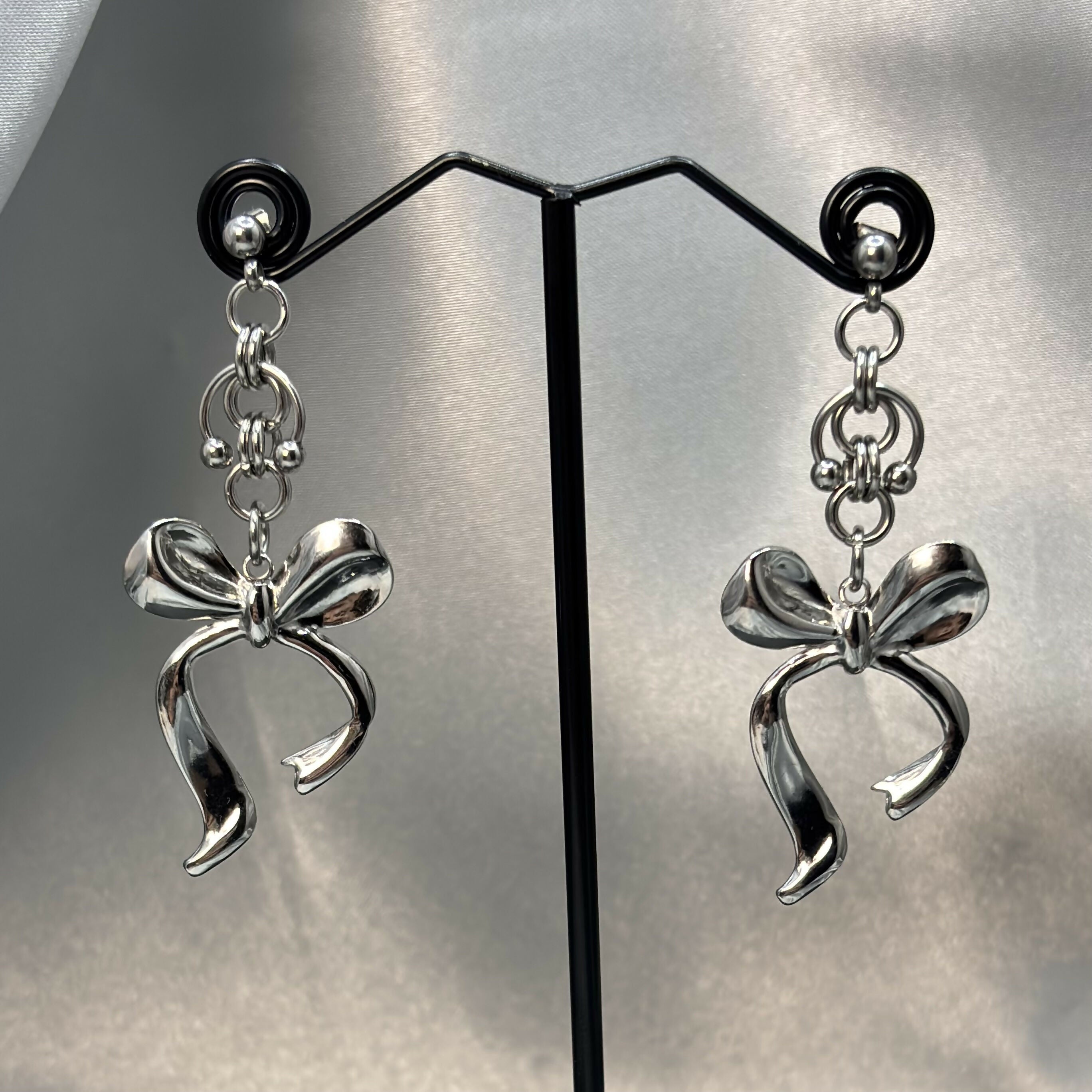 Long Bow Chainmail Earrings