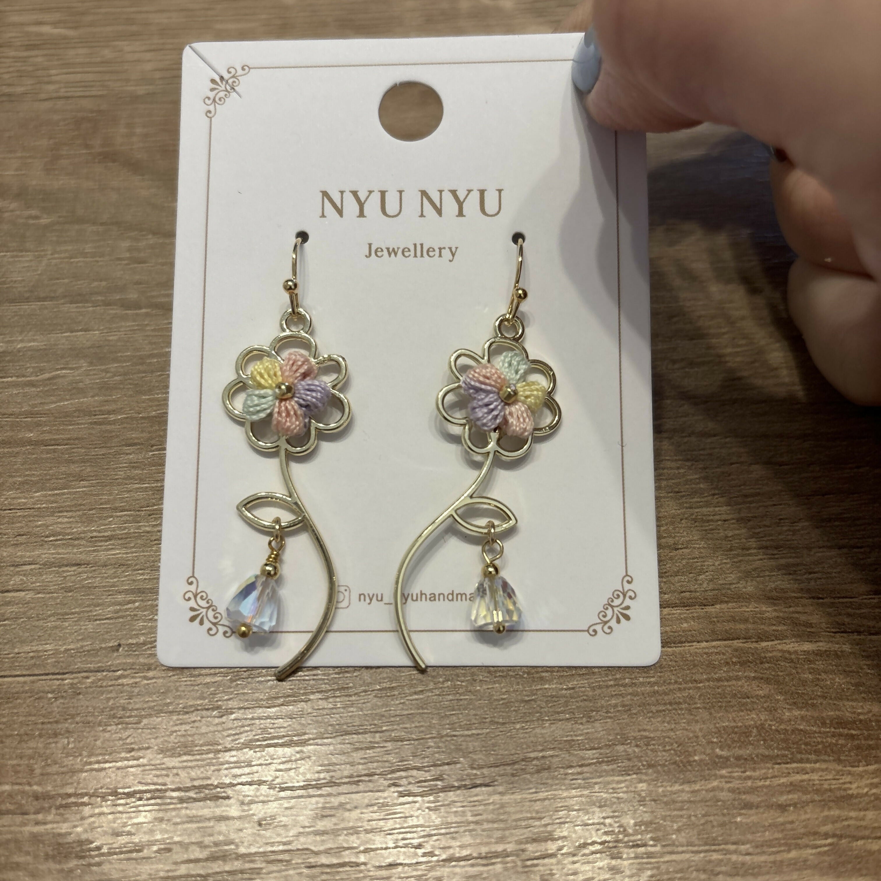 Micro Crochet Flower Dangle Earrings