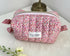 Ditsy Red Quilted Toiletry Bag with Zipper Handmade