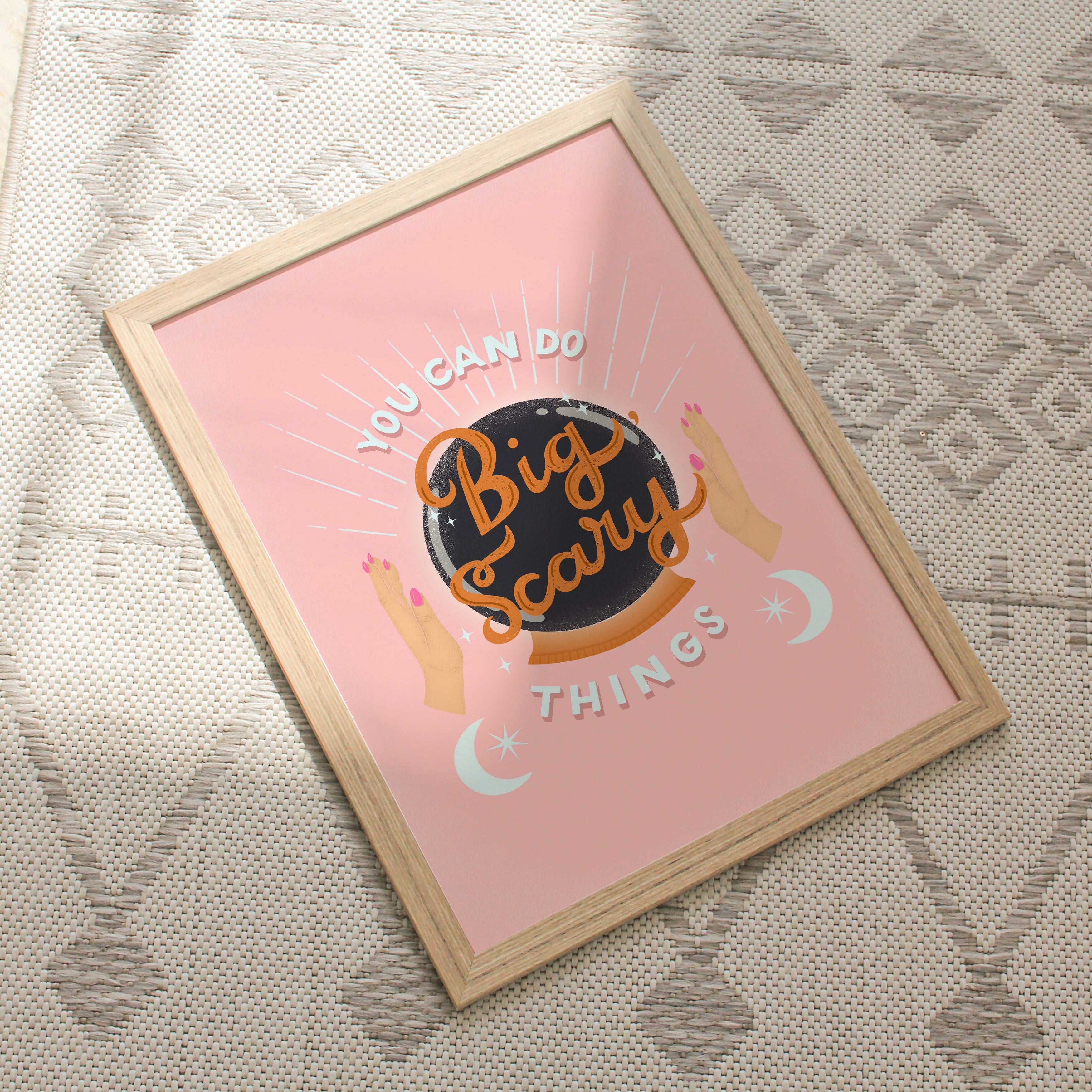 Crystal Ball Art Print: Positive Affirmation, Pink Wall Decor (A4)