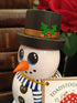 Handcrafted Whimsical Glitter Snowman Figurine with "I'm Just A Fool For Yule" Wooden Sign