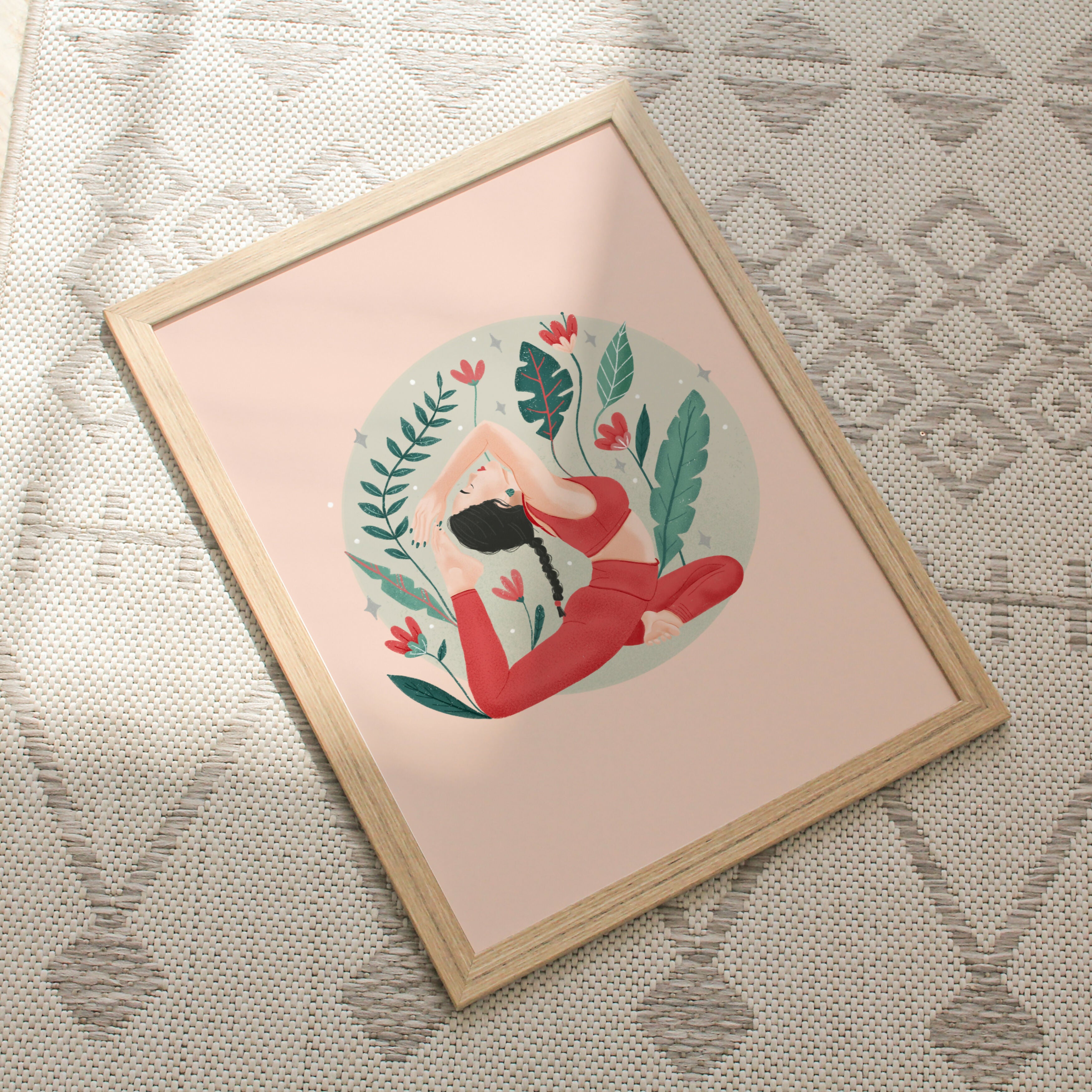 Yoga Mermaid Pose Art Print: Tropical Wall Decor (A4)