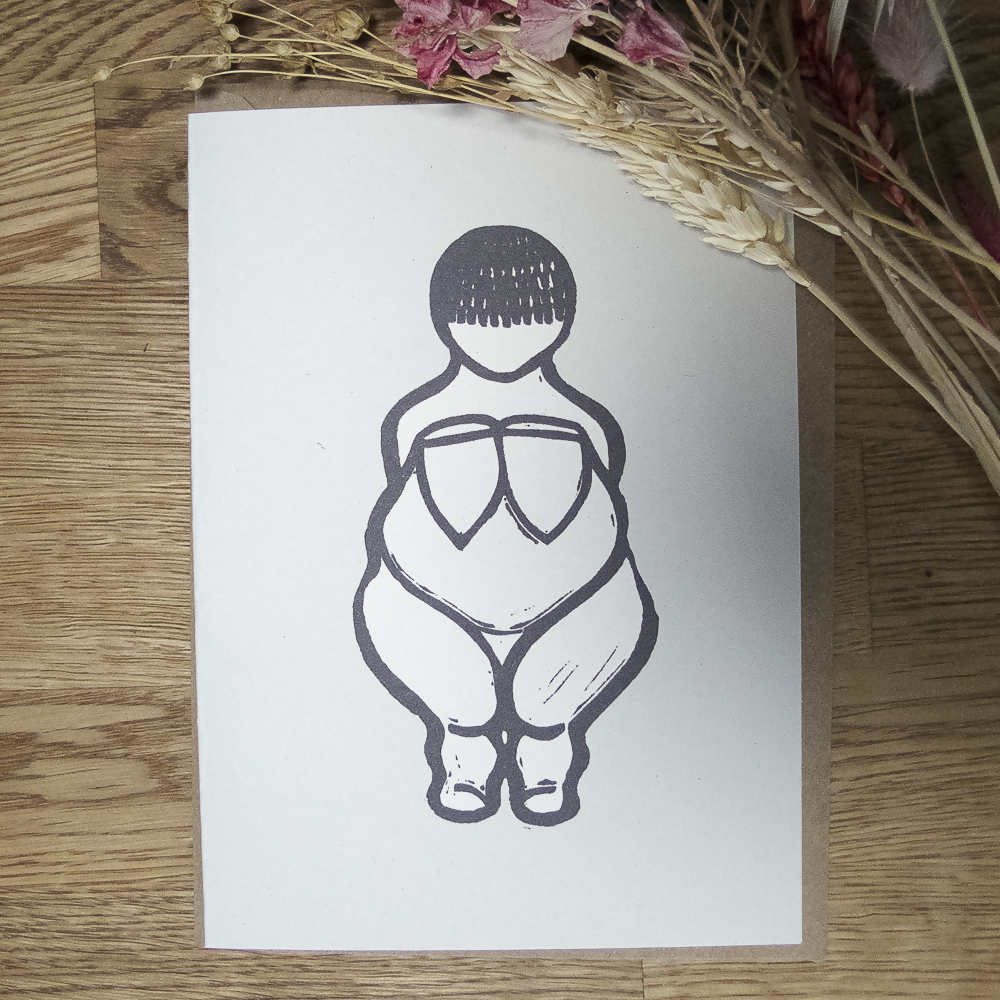 VENUS OF WILLENDORF LINOCUT GREETING CARD