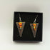 Iridescent Triangle Earrings with Red ad Gold Dichroic Piece