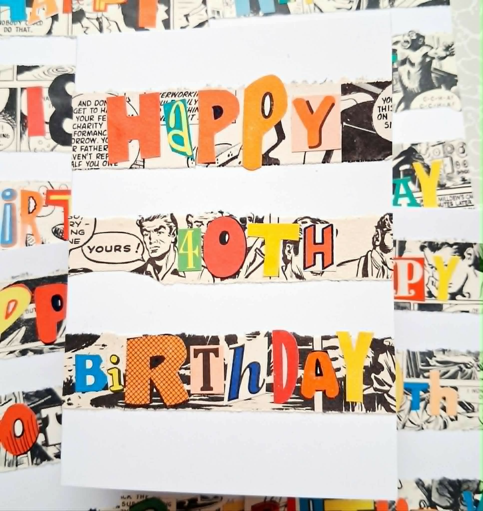40th Birthday Comic Book Upcycled Card