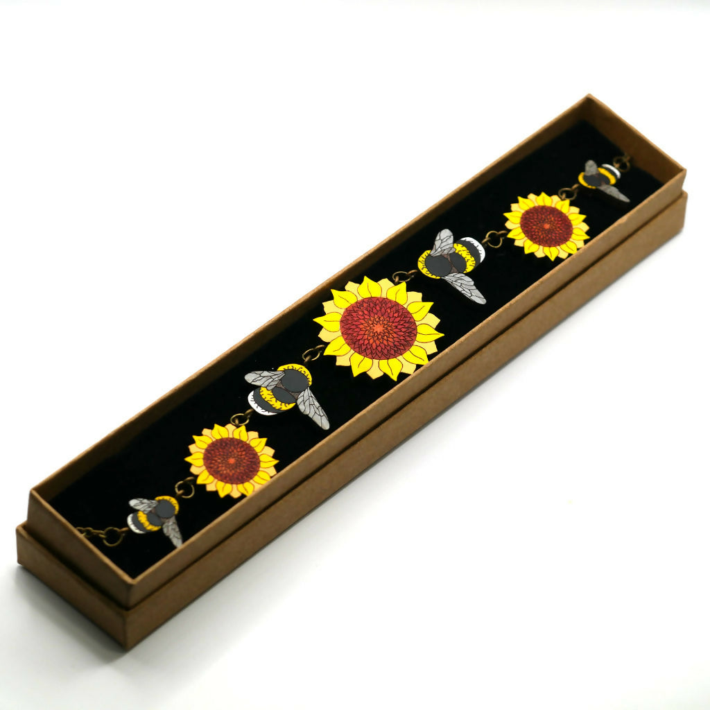Sunflowers and Bees Necklace
