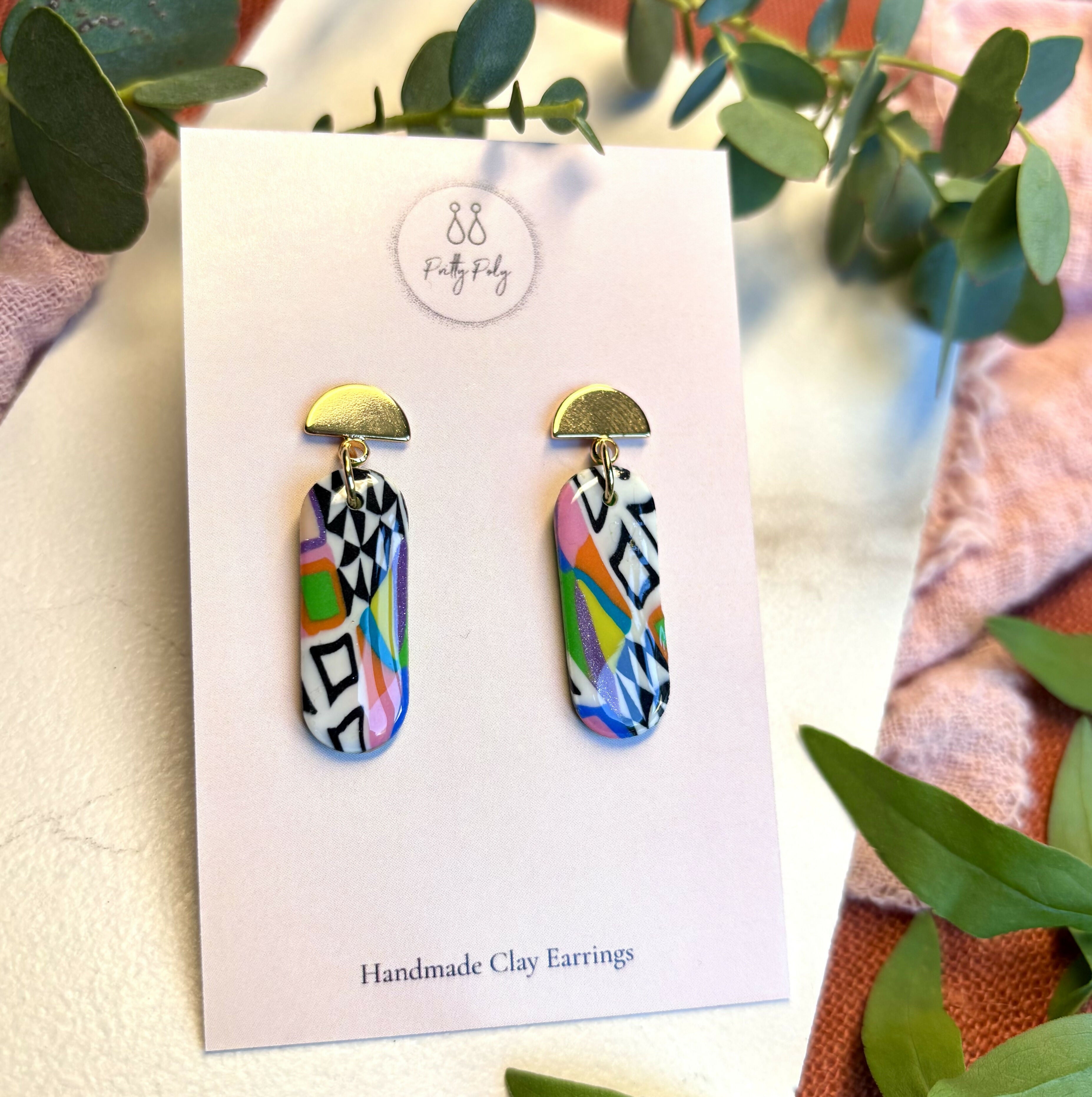 Funky Pattern Collection - Medium Dangles Polymer Clay Earrings