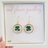 Pressed Four Leaf Clover Circle Earrings Gold Plated