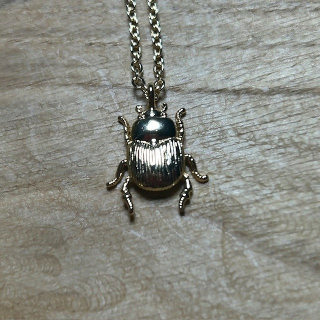 Lovely Gold Plated Tiny Beetle Pendant Necklace