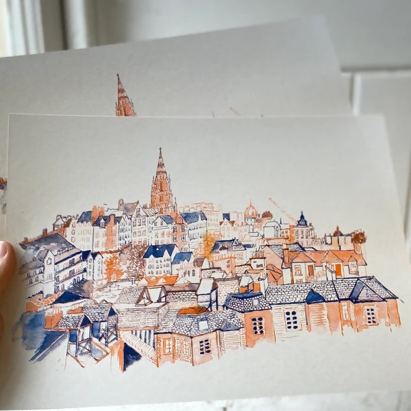 Riso Print Brittish Cityscape