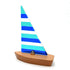 Emerald/Caribbean Blue Fused Glass Boat On Solid Oak Base (Large)