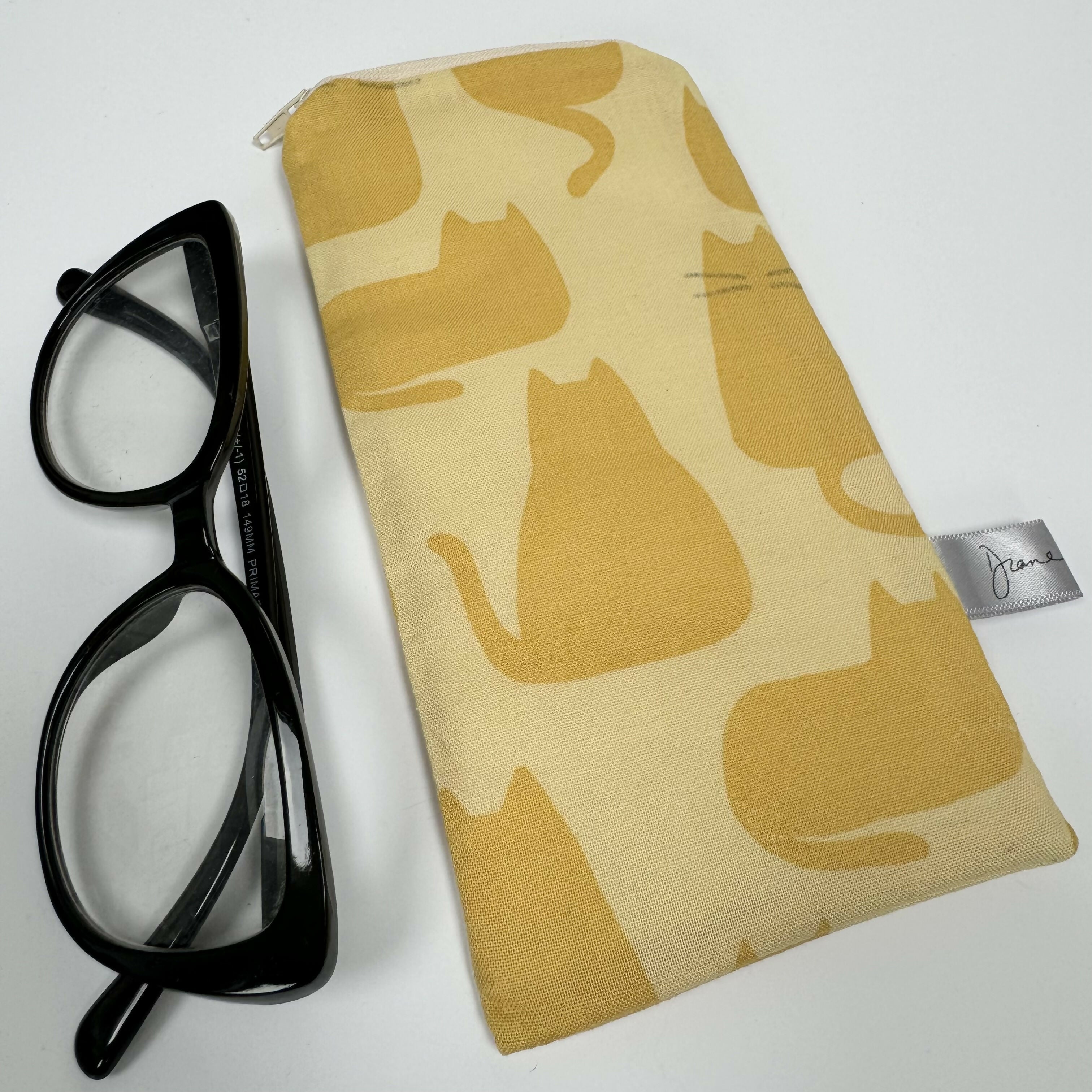 Glasses Case - Mustard Cats