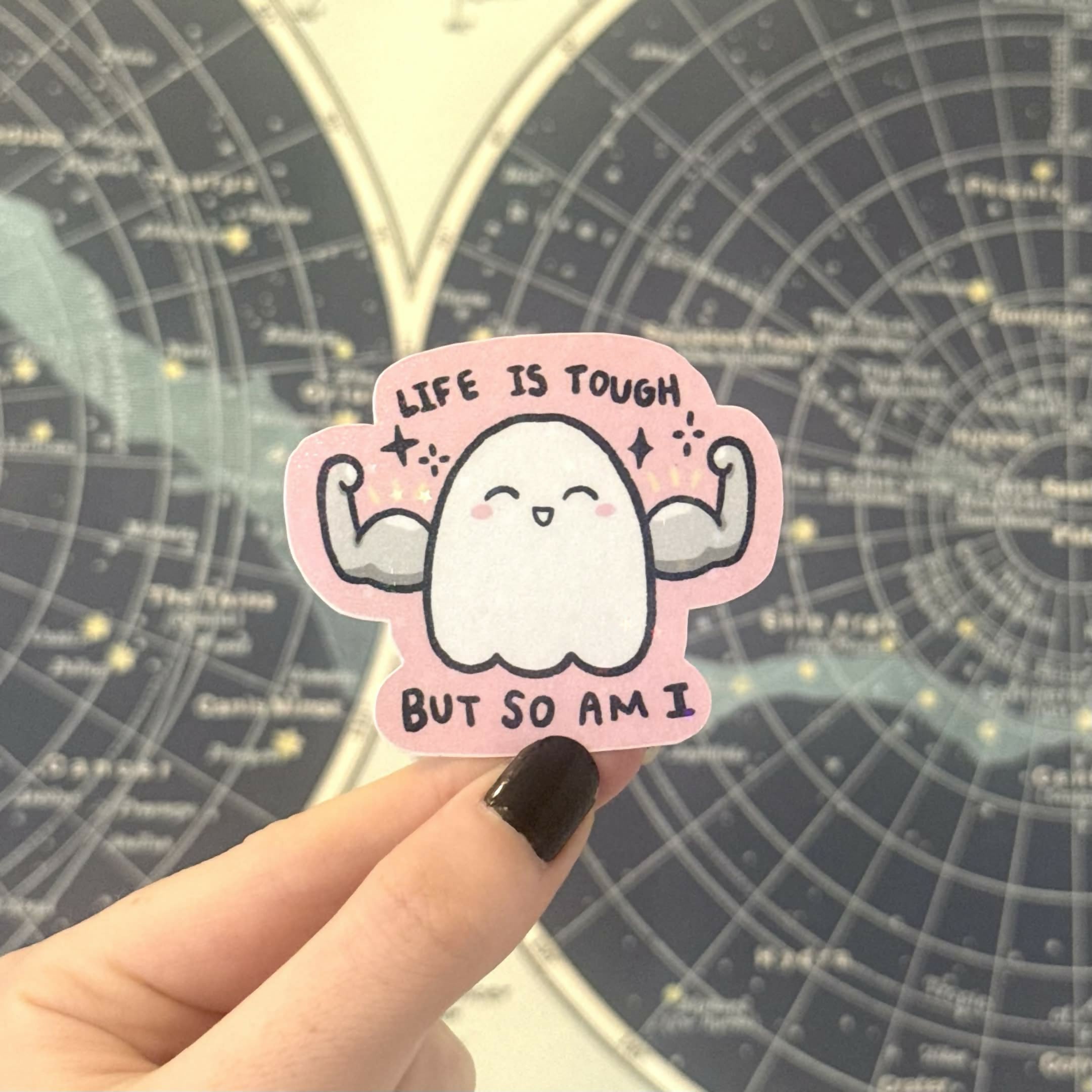 Life Is Tough But So Am I Motivational Ghost Holographic Vinyl Sticker