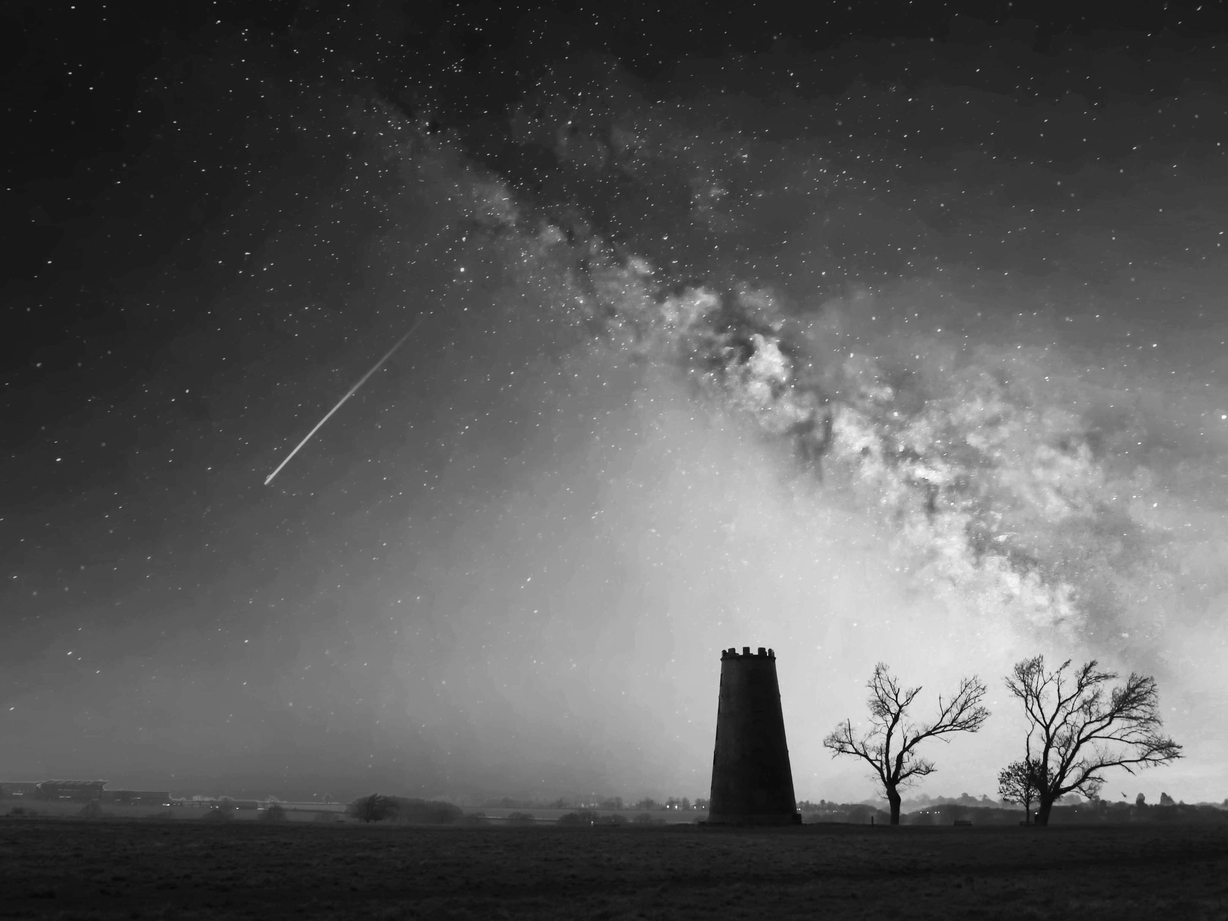 Beverley's Black Mill and the Milky Way (B/W)