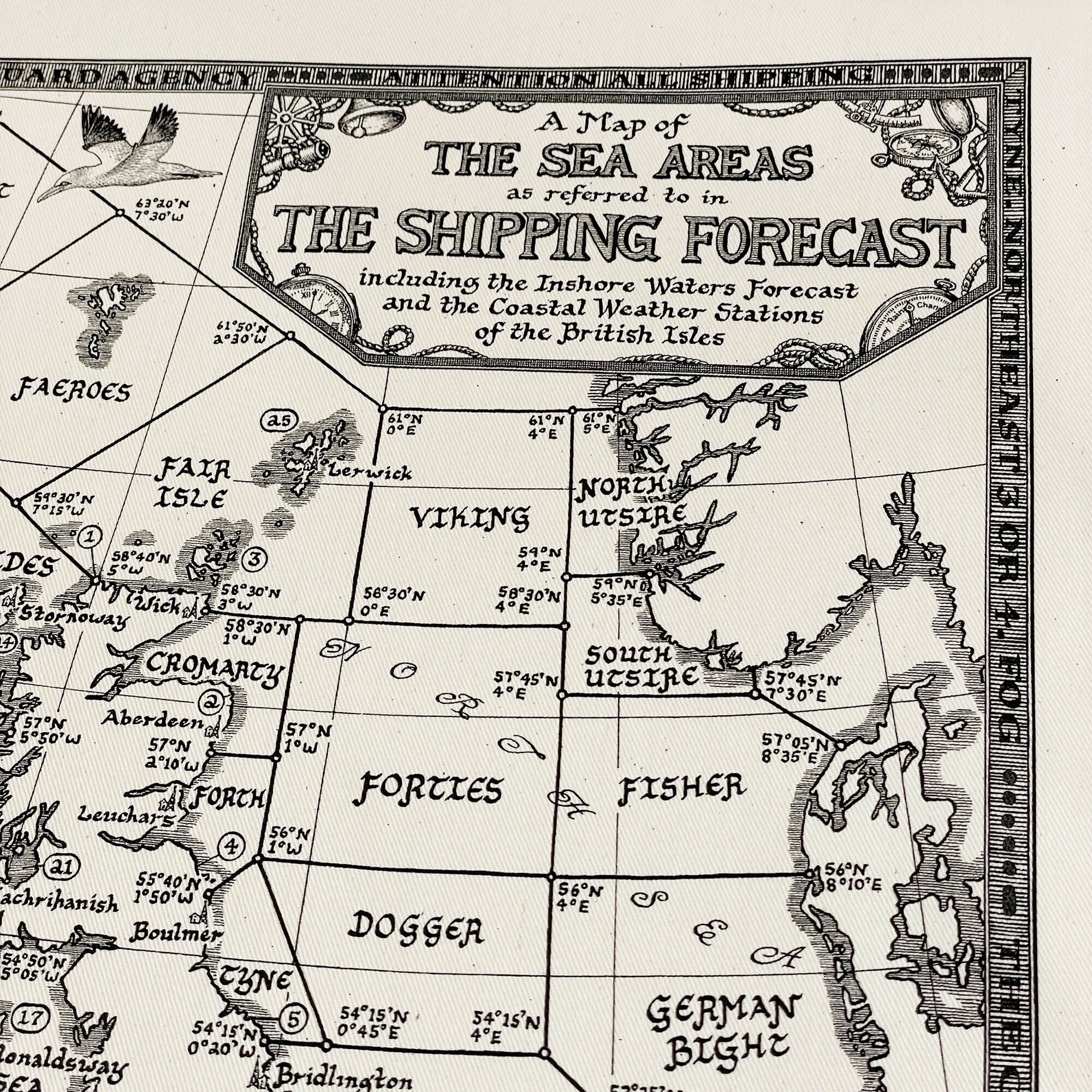 Shipping Forecast Map Tea Towel