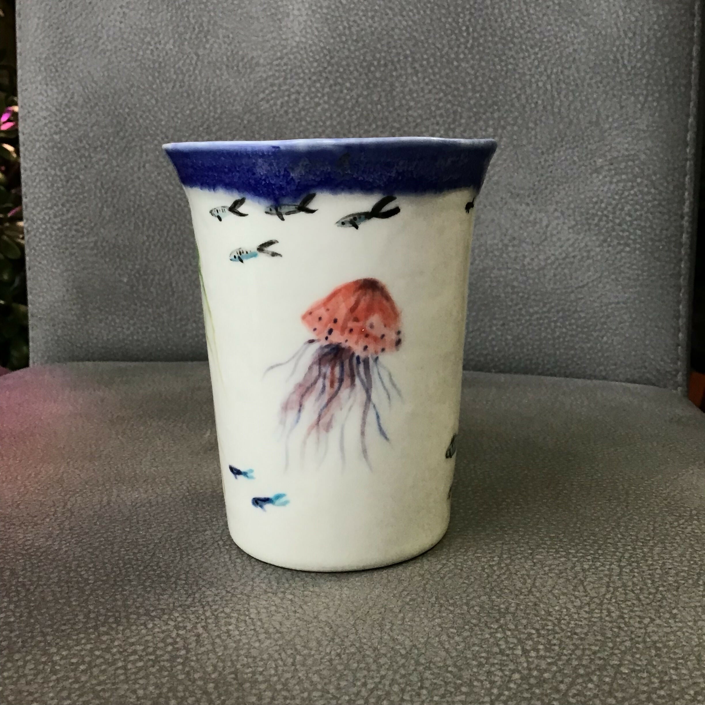 Jellyfish Handpainted Pot