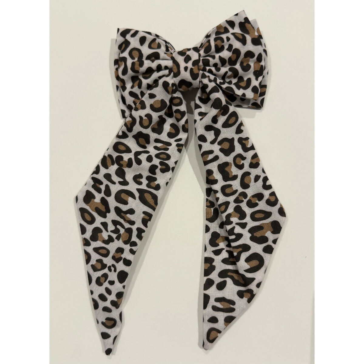 Leopard Print Hair Bow with Barrette Clip