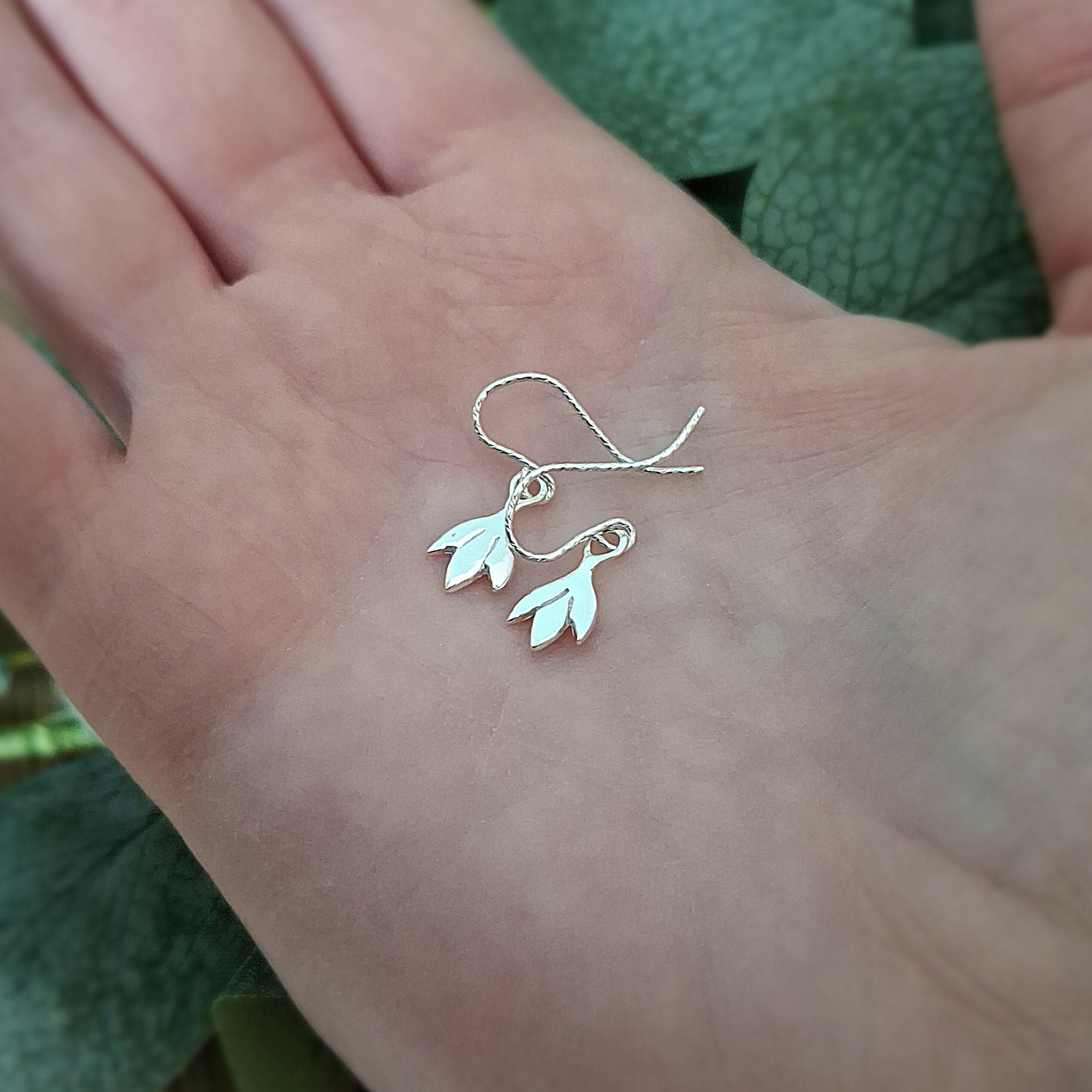 Handmade Silver Snowdrop Earrings Small