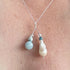 HEALING CRYSTAL & STERLING SILVER THROAT CHAKRA PENDANT WITH BAROQUE PEARL & 18” CHAIN